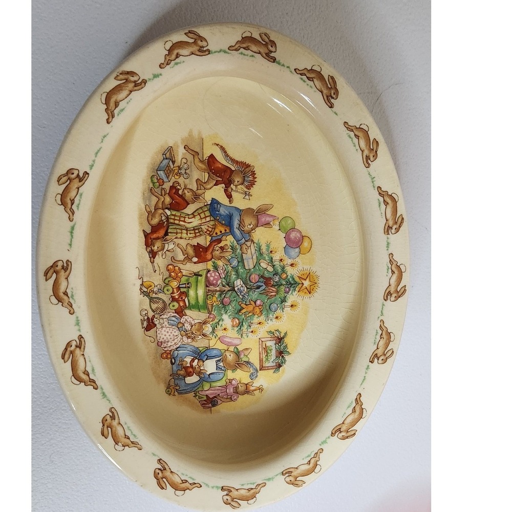 Royal Doulton Bunnykins Oval Christmas Baby's Plate